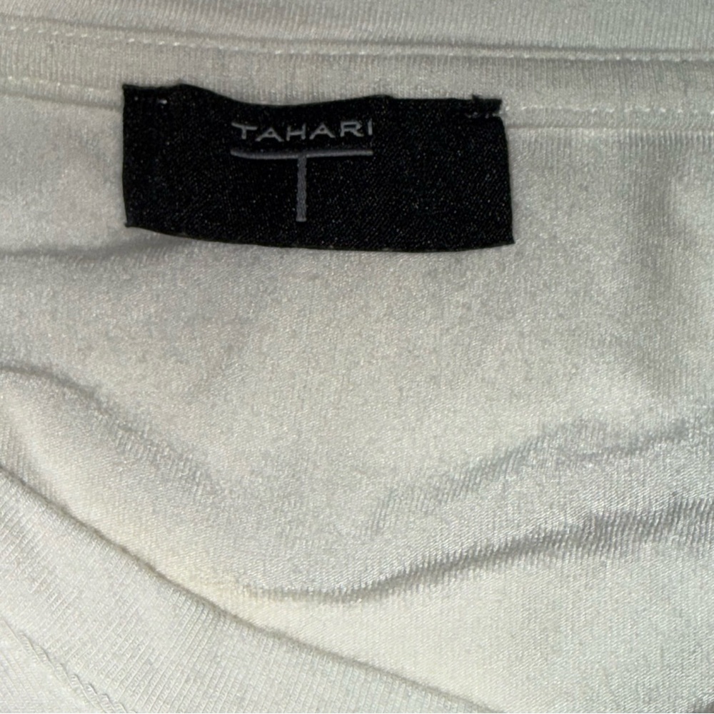 Tahari Cream Ruched Sleeve Top XL Soft Stretch Minimal Chic Blouse - Picture 5 of 9